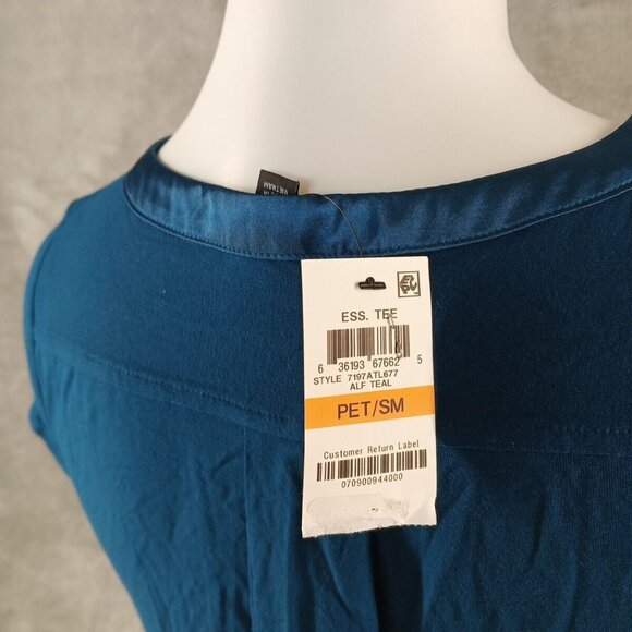 NWT ALFANI Women Top Petite SMALL Satin Neck Band Pullover Rayon Blend - Picture 7 of 9